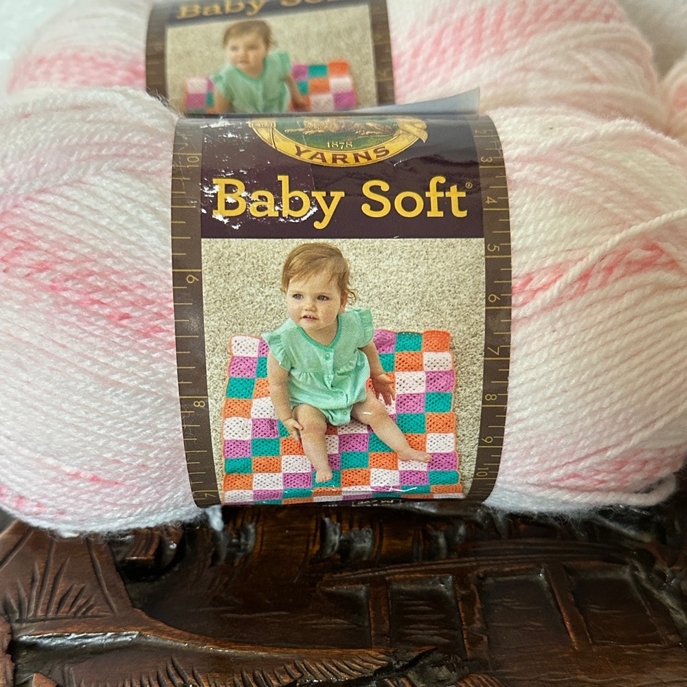 Baby Soft Pastel Pink Variegated Yarn - Soft Acrylic Skein Lion Brand